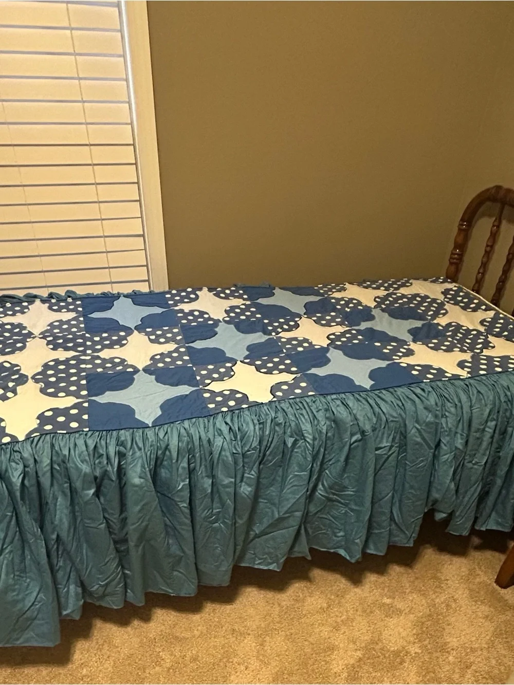 Handmade Twin Size Quilt with Ruffle